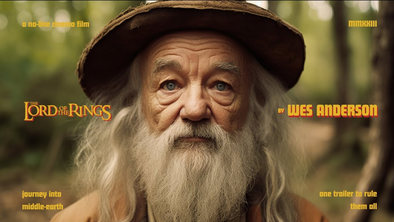 Wes Anderson style image of Gandolf played by Bill Murray